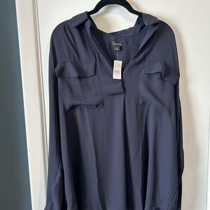 Ann Taylor Navy “Camp Shirt” Blouse NWT